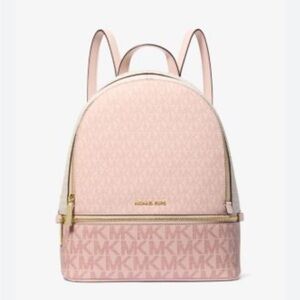 Michael Kors Rhea Medium Zip Backpack Rose Powder Blush Multi